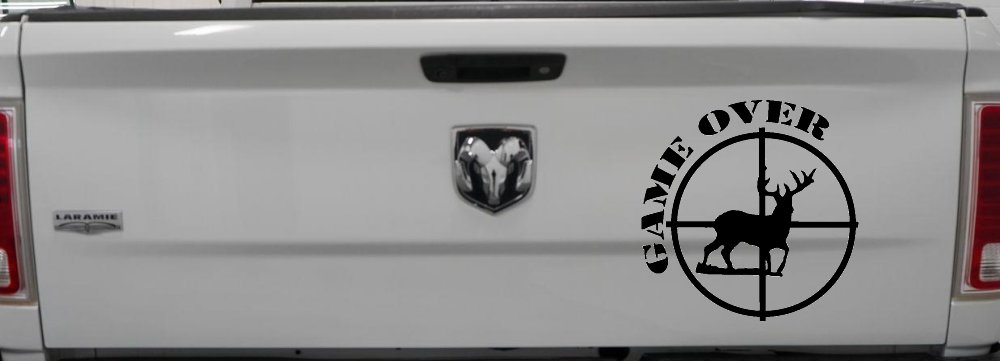 Game Over Deer In Scope Hunting Car or Truck Window Decal Sticker