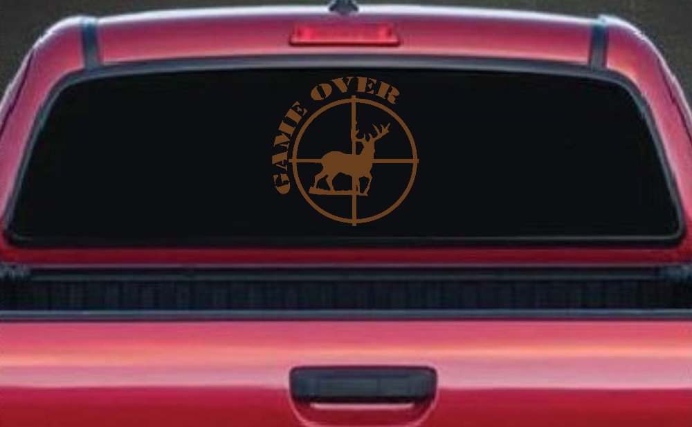 Game Over Deer In Scope Hunting Car or Truck Window Decal Sticker (Copper)