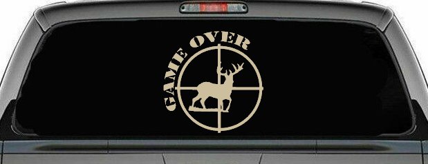 Game Over Deer In Scope Hunting Car or Truck Window Decal Sticker