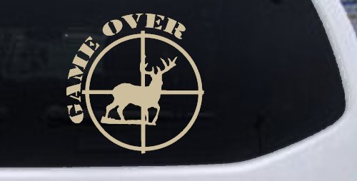 Game Over Deer In Scope Hunting Car or Truck Window Decal Sticker (Desert Sand)