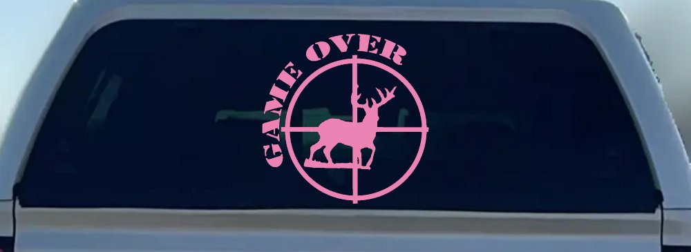 Game Over Deer In Scope Hunting Car or Truck Window Decal Sticker