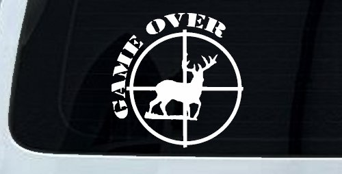 Game Over Deer In Scope Hunting Car Truck Window Vinyl Decal Sticker (White)