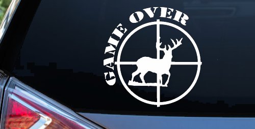 Game Over Deer In Scope Hunting Car Truck Window Vinyl Decal Sticker (White)