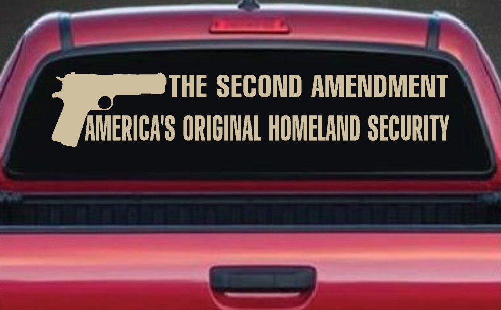 The 2nd Amendment America's Original Homeland Security Guns Car or Truck Window Decal Sticker (Desert Sand)