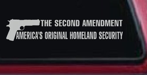 The 2nd Amendment America's Original Homeland Security Guns Car or Truck Window Decal Sticker (Light Gray)