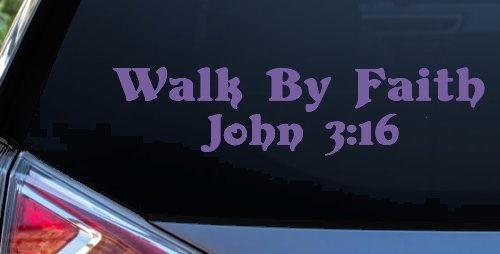 Walk by Faith John 3:16 Christian Car or Truck Window Decal Sticker (Purple)