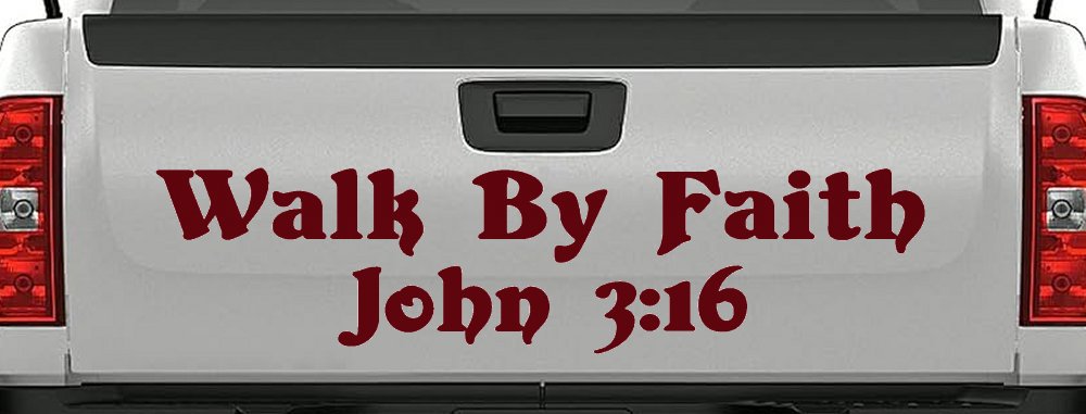 Walk by Faith John 3:16 Christian Car or Truck Window Decal Sticker (Purple Red)