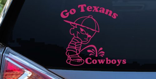 Go Texans Pee On Cowboys Decal Car or Truck Window Decal Sticker (Hot Pink)