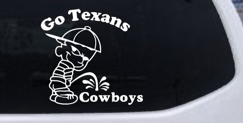 Go Texans Pee On Cowboys Decal Car or Truck Window Decal Sticker (White)