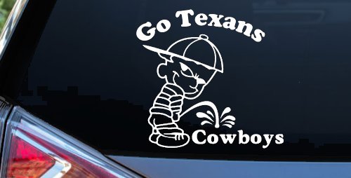 Go Texans Pee On Cowboys Decal Car or Truck Window Decal Sticker (White)