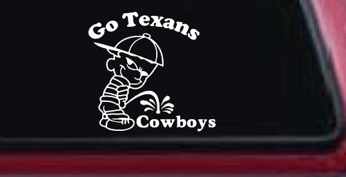 Go Texans Pee On Cowboys Decal Car or Truck Window Decal Sticker (White)