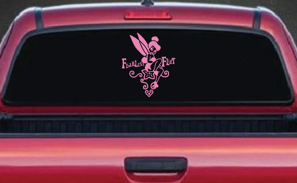 Tinkerbell Fearless Flirt Girlie Car or Truck Window Decal Sticker