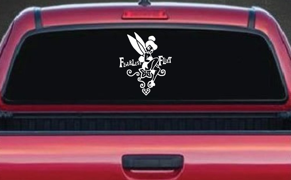 Tinkerbell Fearless Flirt Girlie Car or Truck Window Decal Sticker