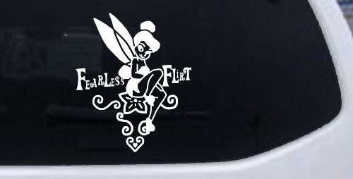 Tinkerbell Fearless Flirt Girlie Car or Truck Window Decal Sticker (White)