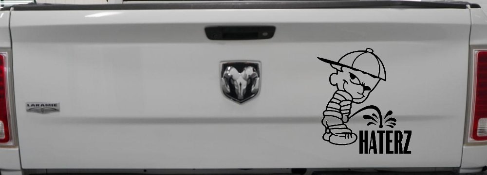Pee on Haterz Decal Funny Car Truck Window Vinyl Sticker (Black)