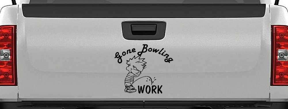 Gone Bowling Pee On Work Car or Truck Window Decal Sticker (Black)