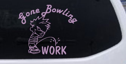 Gone Bowling Pee On Work Car or Truck Window Decal Sticker (Lilac)