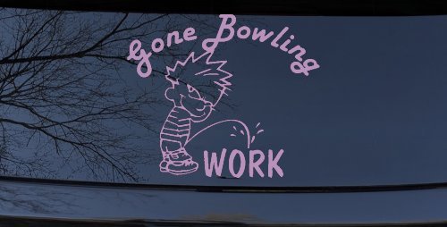 Gone Bowling Pee On Work Car or Truck Window Decal Sticker (Lilac)