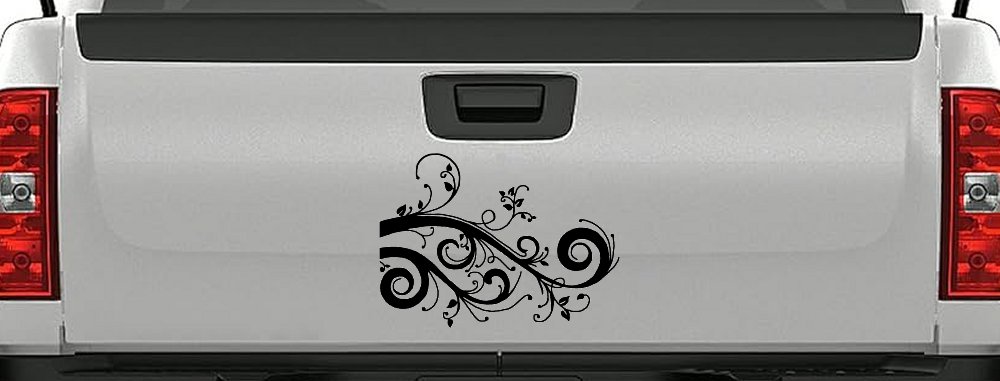 Swirl Vine Swirls Car or Truck Window Decal Sticker (Black)