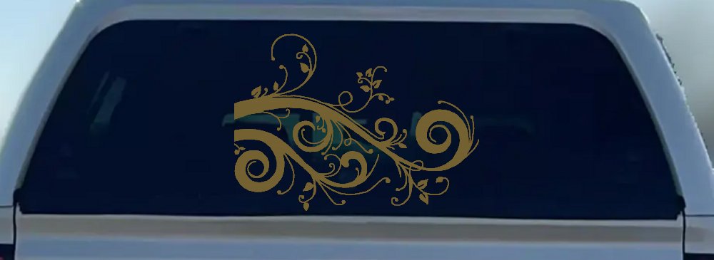 Swirl Vine Swirls Car or Truck Window Decal Sticker (Gold)