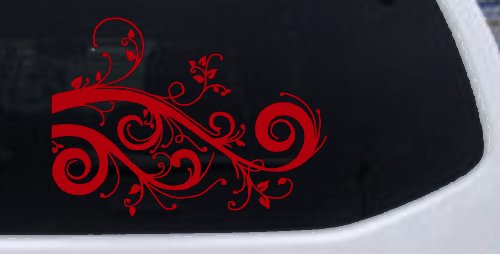 Swirl Vine Swirls Car or Truck Window Decal Sticker (Red)