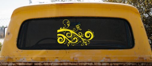 Swirl Vine Swirls Car or Truck Window Decal Sticker (Yellow)