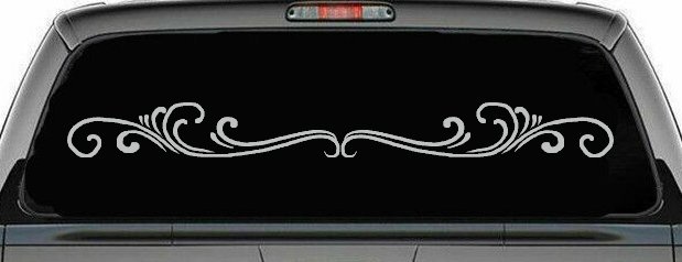 Wide Top Swirl Car or Truck Window Decal Sticker (Light Gray)