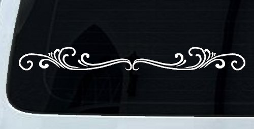 Wide Top Swirl Car or Truck Window Decal Sticker (White)