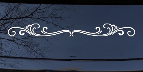 Wide Top Swirl Car or Truck Window Decal Sticker (White)