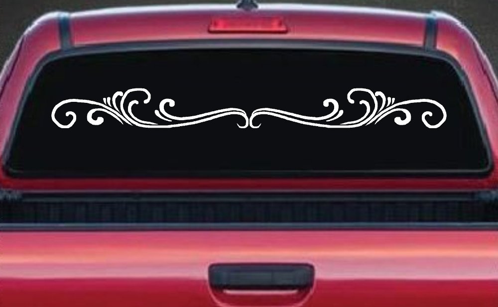 Wide Top Swirl Car Truck Window Vinyl Decal Sticker Auto Graphic (White)