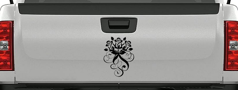 Swirl Roses Swirls Car or Truck Window Decal Sticker (Black)