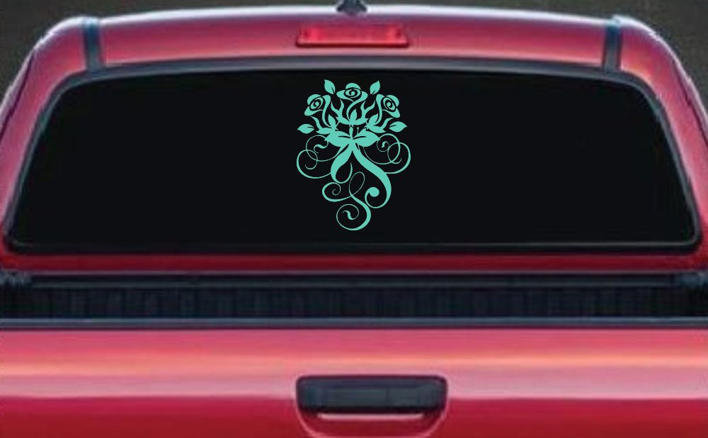 Swirl Roses Swirls Car or Truck Window Decal Sticker (Mint)