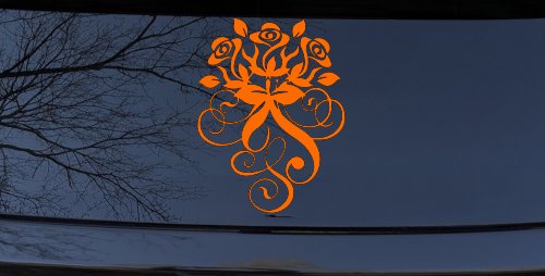 Swirl Roses Swirls Car or Truck Window Decal Sticker (Orange)