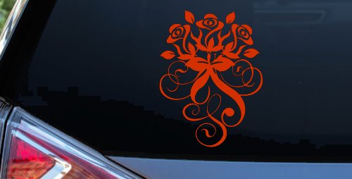 Swirl Roses Swirls Car or Truck Window Decal Sticker (Orange Red)