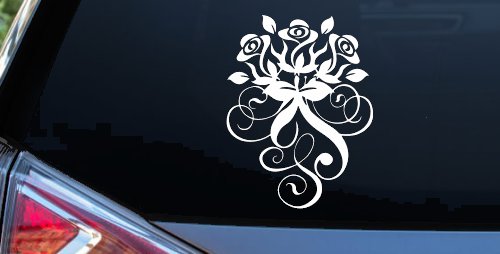 Swirl Roses Swirls Car or Truck Window Decal Sticker (White)
