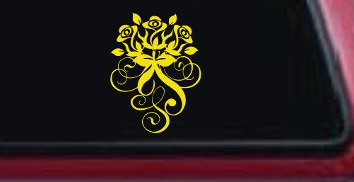 Swirl Roses Swirls Car or Truck Window Decal Sticker (Yellow)