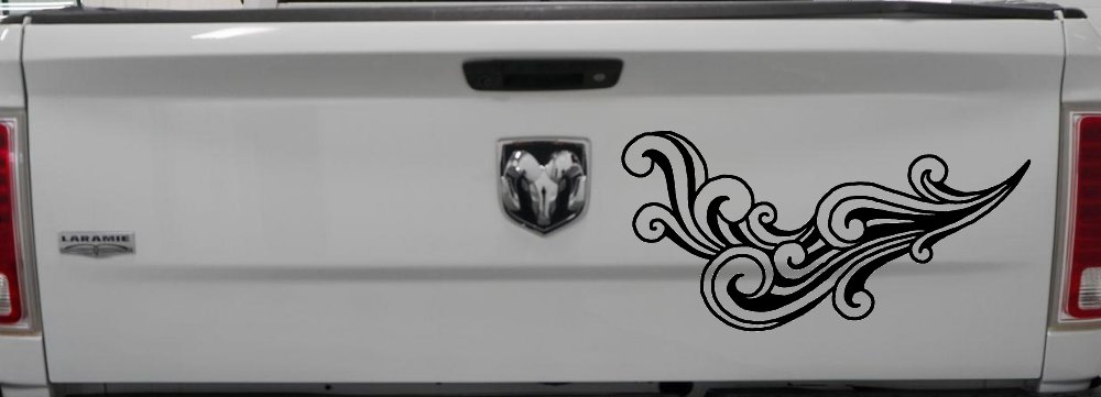 60s Style Swirl Wave Car or Truck Window Decal Sticker (Black)