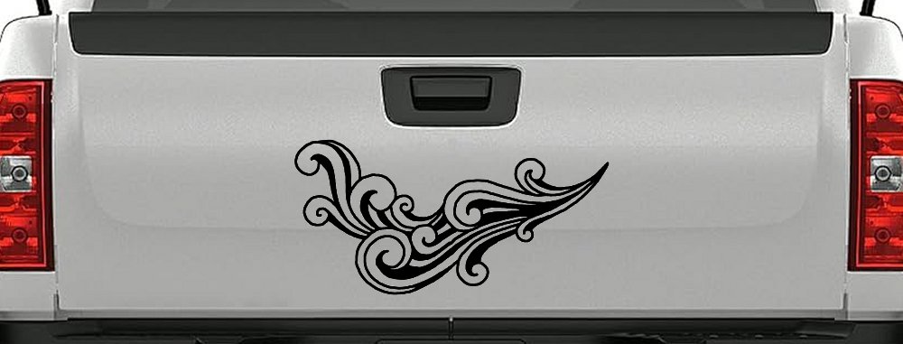 60s Style Swirl Wave Car or Truck Window Decal Sticker (Black)