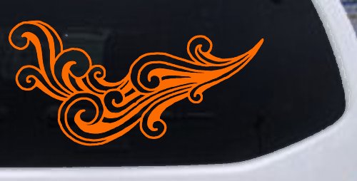 60s Style Swirl Wave Car or Truck Window Decal Sticker (Orange)