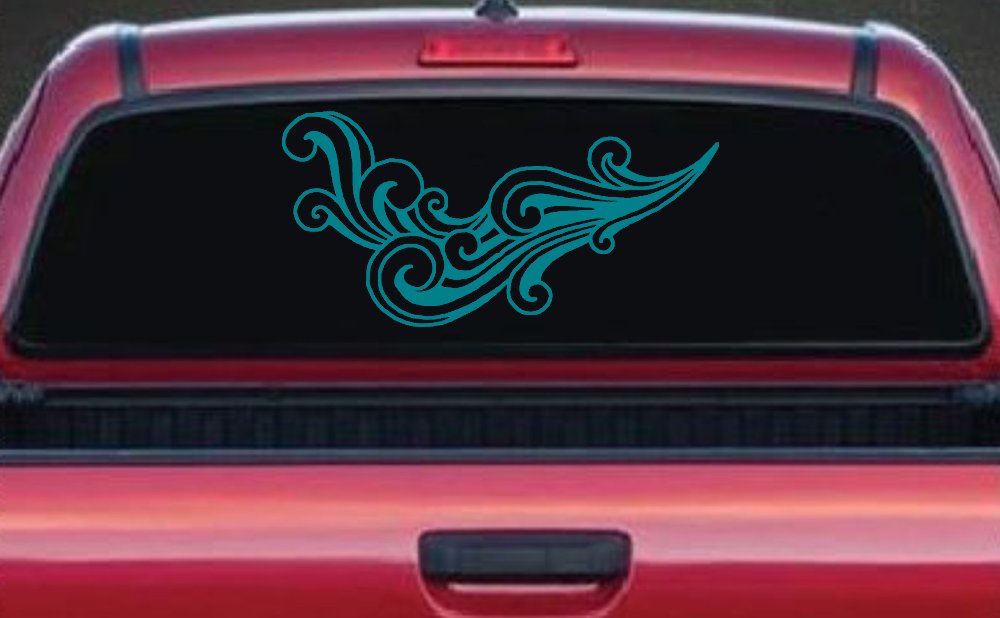 60s Style Swirl Wave Car or Truck Window Decal Sticker (Turquoise Blue)