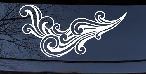 60s Style Swirl Wave Car or Truck Window Decal Sticker (White)