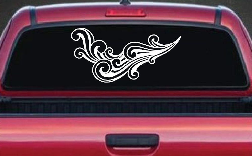 60s Style Swirl Wave Car or Truck Window Decal Sticker (White)
