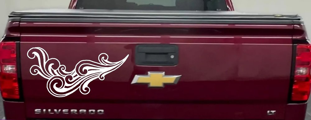 60s Style Swirl Wave Car or Truck Window Decal Sticker (White)
