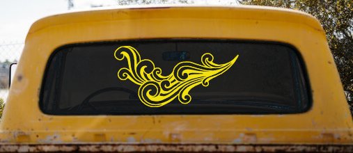 60s Style Swirl Wave Car or Truck Window Decal Sticker (Yellow)