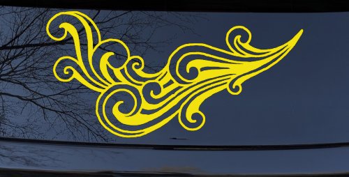 60s Style Swirl Wave Car or Truck Window Decal Sticker (Yellow)