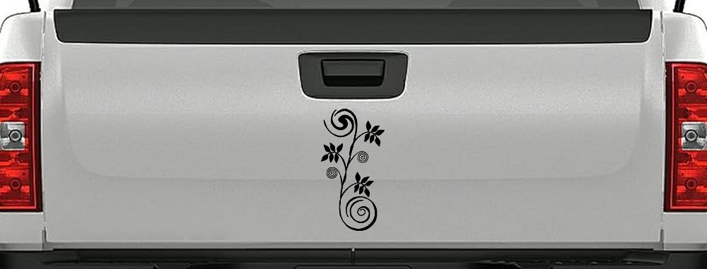 Narrow Swirl Vine Swirls Car or Truck Window Decal Sticker (Black)