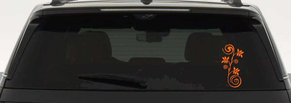 Narrow Swirl Vine Swirls Car or Truck Window Decal Sticker (Orange)