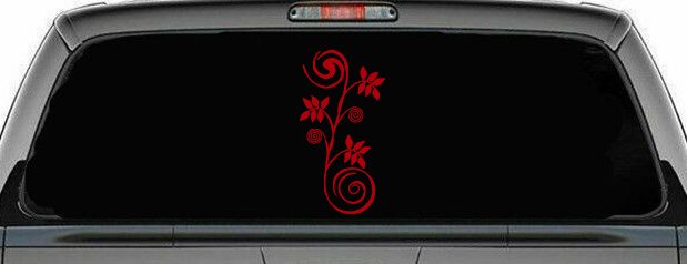 Narrow Swirl Vine Swirls Car or Truck Window Decal Sticker (Red)
