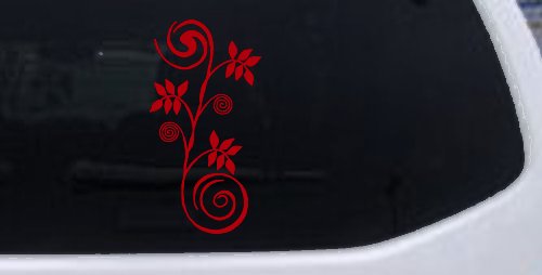 Narrow Swirl Vine Swirls Car or Truck Window Decal Sticker (Red)
