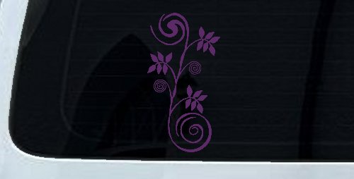 Narrow Swirl Vine Swirls Car or Truck Window Decal Sticker (Violet)